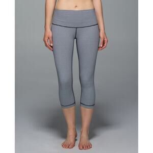 Lululemon Wunder Under Crop II Legging Gingham Luon White Black Size 4